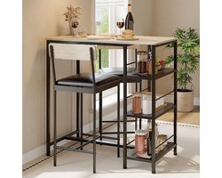 Eethoek - Ruimtebesparende 3-delige eetset voor 2 personen - Moderne compacte vierkante tafel met 2 stoelen - 76 × 74 × 74 cm