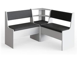 Eetkamer Hoekbank met Opbergruimte Wit/Antraciet 120 x 120 cm