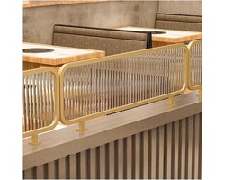 Eetkamer Scherm - Glazen Afscheiding - Ruimte Verdelen - Gestreept Glas - 30 x 110 cm - Goud