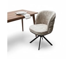 Eetkamer stoel - Davis - Cremona taupe stof - zwarte poten - draaibaar