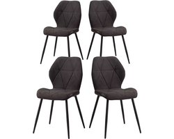 Eetkamer Stoelen James - Scandinavisch Model - Gevoerde Sitting - Stalen Onderstel - Zwart - 4 Stuks