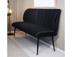 Eetkamerbank 160cm Sally velvet zwart eetbank