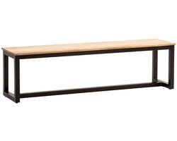eetkamerbank 160x40x45 cm acacia massief hout metaal loftstijl, eettafelbank massief houten bank zonder rugleuning, keukenbank eetkamerbank industrieel, eetkamerbank groot - WL7.066