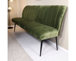 Eetkamerbank 180cm Sally velvet donkergroen 3 zits eetbank