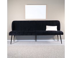 Eetkamerbank 200cm Sally velvet zwart eetbank