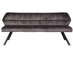Eetkamerbank Antraciet Velours (180cm lang) - Eettafel Bank met Zachte Kussens in Grijs Velours - Luxe Bank Industrieel voor Eetkamer met Comfortabele Zitting en Rugleuning (180x59x84) Industriele Eetbank