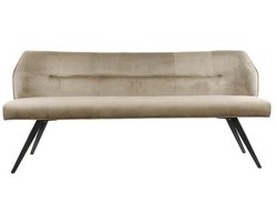 Eetkamerbank Champagne Velours (180cm lang) - Eettafel Bank met Zachte Kussens in Taupe/Champagne Velours - Luxe Bank Industrieel voor Eetkamer met Comfortabele Zitting en Rugleuning