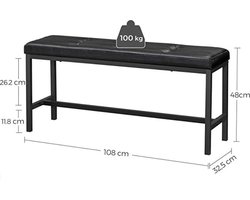 Eetkamerbank – - Gestoffeerde Zitting – Stalen Frame - Zwart