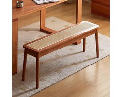 Eetkamerbank Hout - Halbank Bankje - Zitplaats Creëren - Rotan Zitting - 120 cm - Bruin