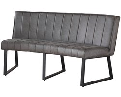 Eetkamerbank Menzo ovaal 160cm antraciet microvezel ovale eetbank