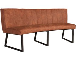 Eetkamerbank Menzo ovaal 180cm cognac microvezel ovale eetbank