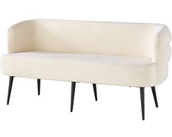 Eetkamerbank met armleuning Quinn 160cm beige chenille eetbank