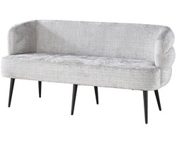 Eetkamerbank met armleuning Quinn 160cm grijs chenille eetbank