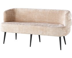 Eetkamerbank met armleuning Quinn 160cm taupe chenille eetbank