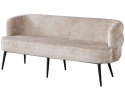 Eetkamerbank met armleuning Quinn 180cm taupe chenille eetbank