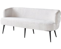 Eetkamerbank met armleuning Quinn 180cm wit chenille eetbank