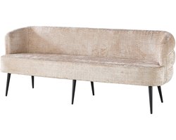 Eetkamerbank met armleuning Quinn 200cm taupe chenille eetbank