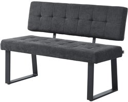 Eetkamerbank met Rugleuning 120 cm Antraciet - Gestoffeerde Zitbank voor Eettafel of Hal