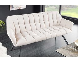 Eetkamerbank PAPILLON 165 cm champagne beige met rugleuningen zwart metalen frame