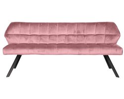 Eetkamerbank Roze Velours (180cm lang) - Eettafel Bank met Zachte Kussens in Roze Velours - Luxe Bank Industrieel voor Eetkamer met Comfortabele Zitting en Rugleuning (180x59x84) Industriele Eetbank