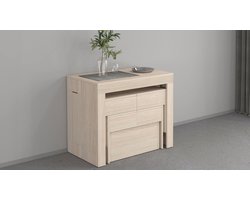 Eetkamerbank Set – HomeByNicole Torquato Ulme Houten Uitschuifbare Eetkamerbanken 2-delig | 290x25x45 cm | Stevige Massieve Look | Moderne Keukenbank voor Eettafel, Woonkamer of Hal – Beige