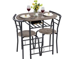 - Eetkamergroep 3-delige eetgroep, eettafel met 2 stoelen, zitgroep, keuken, houten tafel, balkontafel voor balkon en woonkamer & terras & bar, ruimtebesparend, compact drijfhout bruin