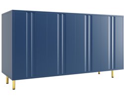 Eetkamerkast (140×40×85,9cm), eetkamer woonkamer opbergkast, vrijstaande kast, eetkamerkast met stevige metalen poten, donkerblauw