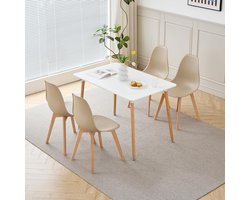Eetkamerset 5-delig - Eettafel met stoelen - Samen eten - Scandinavisch design - 110 x 70 x 74 cm - Kaki