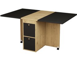 Eetkamerset 5-delig, Uitklapbare Eettafel 120x80x75 cm, Multifunctionele Uittrekbare Tafel Met 4 Stoelen, Eettafel Stoelen, Wit + Zwart