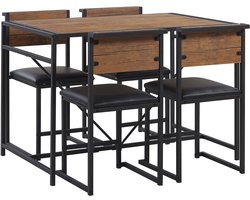 Eetkamerset BURTON Bruin/zwart 4-zitter