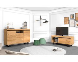 Eetkamerset - Dressoir TV-meubel - Woonkamer Inrichten - Scandinavische Stijl - 140x40x92cm - Eiken Zwart