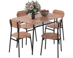 Eetkamerset - Eethoek - Eetkamerstoelen - Eetkamertafel - Bruin - 110 cm x 70 cm x 75 cm