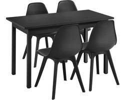 Eetkamerset eethoek Lendava 5-delig tafel met 4 stoelen zwart