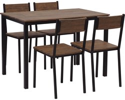 Eetkamerset HAMRY Donkerbruin 4-zitter