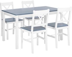 Eetkamerset MOANA Dennenhout Wit 4-zitter
