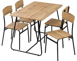 Eetkamerset Tafel met 4 Stoelen Vierkant Modern Lichtgewicht Binnen en Buiten Montage