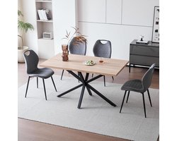 Eetkamerset tafel stoelen - Eetgroep compleet - Samen eten - Moderne Scandinavische stijl - 140 cm tafel - Licht hout grijs