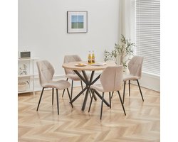 Eetkamerset Tafel Stoelen - Eettafel Set - Samen Eten - Stijlvol Design - 100cm Rond - Licht Houtkleur