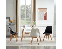 Eetkamerset Wit met 4 Stoelen - Scandinavisch Design voor Keuken en Eetkamer