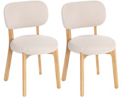 Eetkamerstoel 2 stuks 52x46.5x80cm beige Hout stoel moderne eenvoudige eetkamerstoel met gebogen rugleuning eenvoudig ontwerp stabiel en duurzaam keukenstoel woonkamer vrijetijdsstoel meubel
