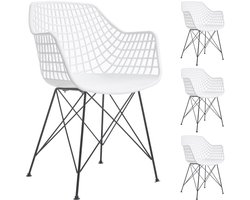 Eetkamerstoel ALICANTE met kunststof kuip in wit, set van 4