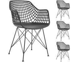 Eetkamerstoel ALICANTE met kunststof kuip in zwart, set van 4