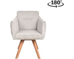 Eetkamerstoel Amsterdam Draaibaar houten onderstel - Thyme ribcord | Moods