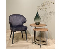 Eetkamerstoel Antraciet Velvet - 46,5x55x83,5cm - Zithoogte 48cm - Set van 2