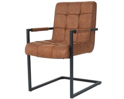 Eetkamerstoel Austin - Cognac - Set - Set van 4 - Stof - Industrieel