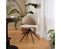 Eetkamerstoel Beige Stof - Draaibaar - Zithoogte 44cm - Valerie - Giga Living