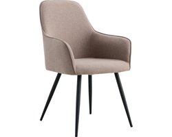 Eetkamerstoel Beige Stof - Zithoogte 47cm - 65x57x87cm - House Nordic - Set van 2