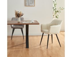 Eetkamerstoel Birmingham kuipstoel 81x57x53 cm beige en zwart [en.casa]
