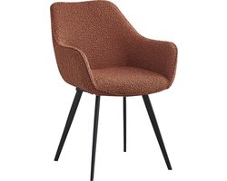 Eetkamerstoel Bouclé Bruin - 60x50x85cm - Gewicht 13kg - Set van 2