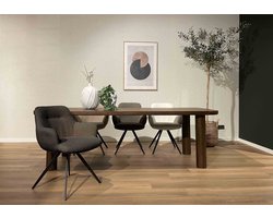 Eetkamerstoel Bouclé Bruin - Draaibaar - 60x60x84cm - Set van 2